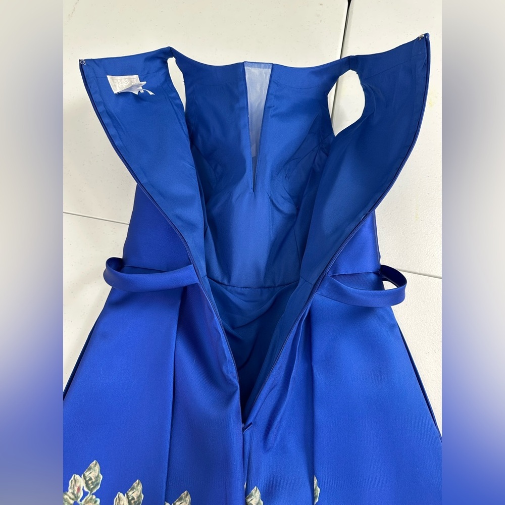 Fiesta Fashion Royal Blue Fit‑Flare Prom Homecoming Dress Floral Sweet 16 Small - Picture 9 of 16